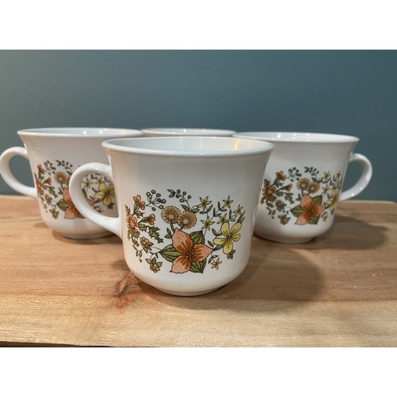 Corelle Other - 4 Vtg 1970 Corelle Corning Ware "Indian Summer"Coffee Cups Orange Yellow & Green